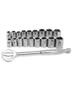 Wilmar Corp. / Performance Tool 19 PC SAE / METRIC SOCKET SET WITH RATCHET