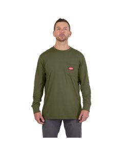 MLW606GN-L image(1) - Milwaukee Tool GRIDIRON Pocket T-Shirt - Long Sleeve Green L