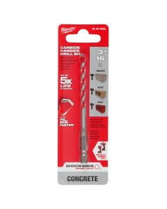 MLW48-20-9005 image(1) - Milwaukee Tool 3/16" x 2" x 4" SHOCKWAVE Impact Duty Carbide Hammer Drill Bit