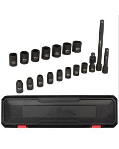 Milton Industries 18pcs 3/8 Dr. 6-20MM Shallow Socket Set