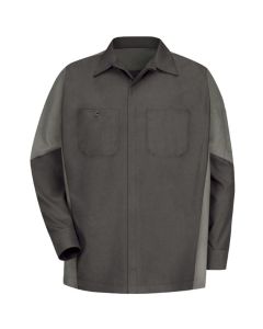 VFISY10CG-RG-3XL image(0) - Workwear Outfitters Men's Long Sleeve Two-Tone Crew Shirt Charcoal/Grey, 3XL