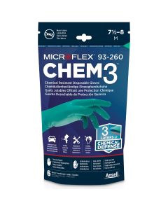 MFX93260RP100 image(0) - Microflex CHEM3 CHEM RESIST CHEM GLOVES XL (PACK OF 6) 6PK