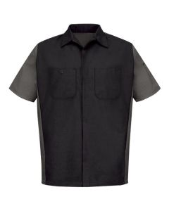 VFISY20BC-SS-4XL image(0) - Workwear Outfitters Men's Short Sleeve Two-Tone Crew Shirt Black/Charcoal, 4XL