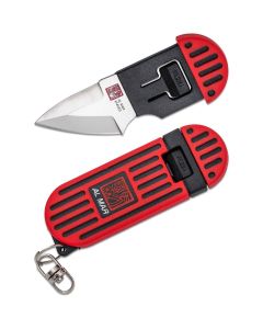 SUNAMK1001RBKBL image(1) - SUNEX Al Mar Stringer D2 Wedge Blade Keychain Knife in Blister Card - Red/Black