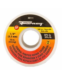 Forney Industries Solder, General Purpose Repair, Solid Core, 1/8 in, 16 Ounce