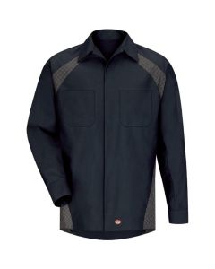 VFISY16ND-RG-M image(0) - Workwear Outfitters Men's Long Sleeve Diamond Plate Shirt Navy