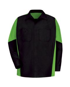 VFISY10BL-RG-5XL image(0) - Workwear Outfitters Men's Long Sleeve Two-Tone Crew Shirt Black/ Lime, 5XL