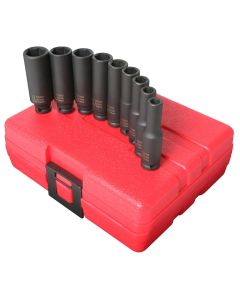 SUN1812 image(0) - Sunex SOCKET SET IMPACT 1/4IN. DRIVE 9 PC. DEEP METRIC