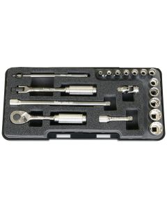 Ko-ken USA P2281A-12P 1/4 Sq. Dr. 18 Piece 12-Point SAE Socket set  1/8-9/16