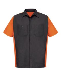 VFISY20CO-SS-XL image(0) - Workwear Outfitters Men's Short Sleeve Two-Tone Crew Shirt Charcoal/Orange, XL