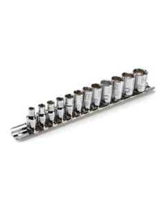 JSP78167 image(0) - J S Products 12-Piece 1/4-Inch Drive Shallow Depth 6-Point Chrome Metric Socket Set