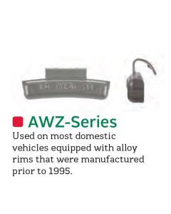 PWWAW050Z image(0) - Wegmann Automotive 0.5 oz Zinc Coated Clip-on AWZ Red Series Wheel Weight (Box of 25)