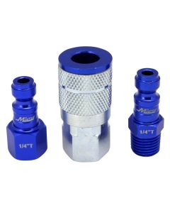 MILS-303TKIT image(0) - Milton Industries 3 pc. ColorFit Set, T-style Blue, 1/4"