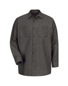 VFISP14CH-RG-3XL image(0) - Workwear Outfitters Men's Long Sleeve Indust. Work Shirt Charcoal, 3XL