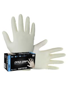 SAS Safety Dyna Grip 8mil PF Latex Gloves, XSmall
