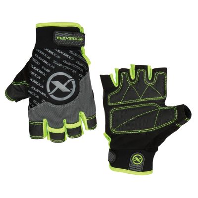 LEGGH330M image(0) - Legacy Manufacturing Flexzilla® High Dexterity Fingerless Gloves, Polyurethane Palm, Gray/Black/ZillaGreen™, M