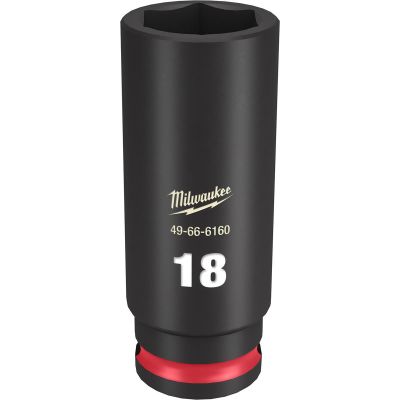 MLW49-66-6160 image(0) - Milwaukee Tool SHOCKWAVE Impact Duty 3/8"Drive 18MM Deep 6 Point Socket