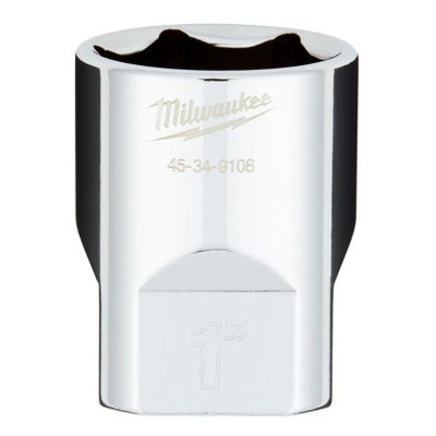 MLW45-34-9108 image(0) - Milwaukee Tool 1/2" Drive 1" SAE 6-Point Socket with FOUR FLAT Sides, Vanadium Steel, Chrome