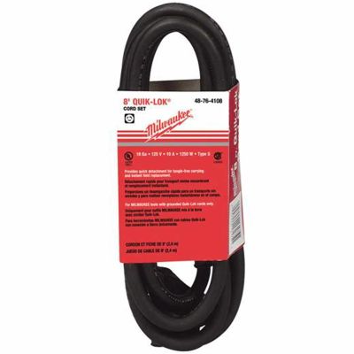 MLW48-76-4108 image(1) - Milwaukee Tool 8 FT. QUIK-LOK TWIST STYLE 18 GAUGE PLUG CORD