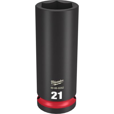 MLW49-66-6282 image(0) - Milwaukee Tool SHOCKWAVE Impact Duty 1/2"Drive 21MM Deep 6 Point Socket
