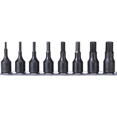 KKNRS3012M-8-L52 image(0) - Ko-ken USA RS3012M/8-L52 8 Piece 3/8 Sq. Dr. Impact Metric Hex Bit Socket set 3mm-12mm