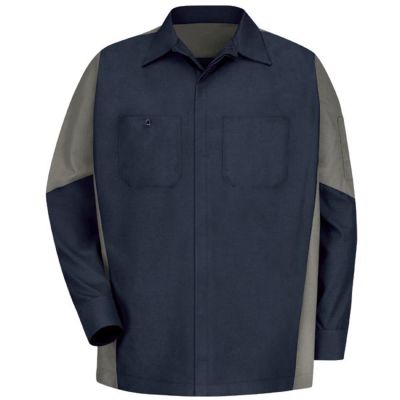 VFISY10CR-RG-L image(0) - Workwear Outfitters Men's Long Sleeve Two-Tone Crew Shirt Charcoal/Royal Blue, Large