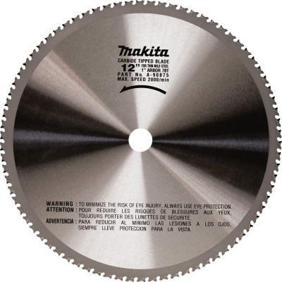 MAKA-90875 image(0) - 12" 78T Carbide Tipped Saw Blade, Ferrous Metal, Thin Gauge