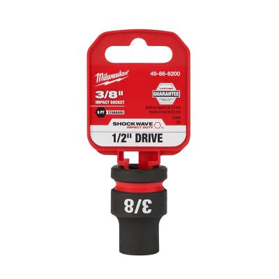 MLW49-66-6200 image(0) - Milwaukee Tool SHOCKWAVE Impact Duty 1/2"Drive 3/8" Standard 6 Point Socket