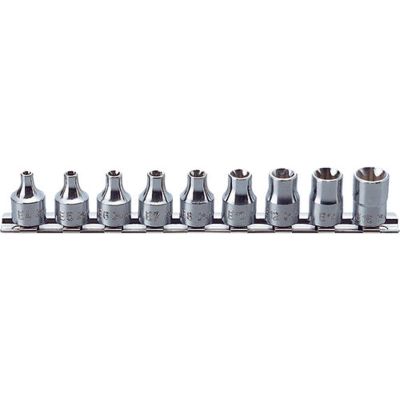 KKNRS3425-9 image(0) - Ko-ken USA RS3425/9 3/8 Sq. Dr. 9 Piece TORX® Socket set E4-E16
