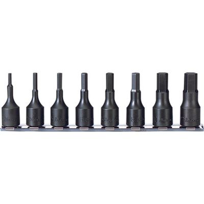 KKNRS3012A-8-L52 image(0) - Ko-ken USA RS3012A/8-L52 8 Piece 3/8 Sq. Dr. Impact SAE Hex Bit Socket Set 1/8-1/2