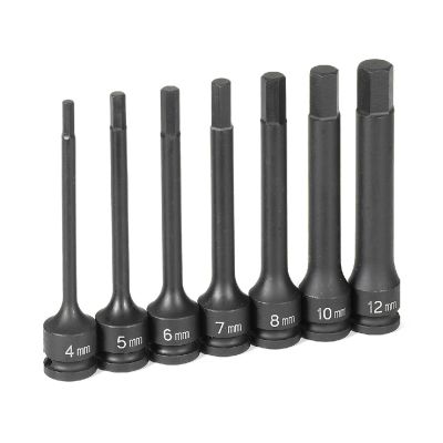 GRE1247MH image(0) - Grey Pneumatic 3/8" Dr. 7 Pc. 4" Length Metric Hex Driver Set