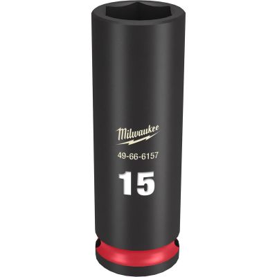 MLW49-66-6157 image(0) - Milwaukee Tool SHOCKWAVE Impact Duty 3/8"Drive 15MM Deep 6 Point Socket