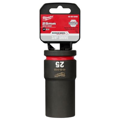 MLW49-66-6400 image(0) - Milwaukee Tool SHOCKWAVE Impact Duty 3/4"Drive 25MM Deep 6 Point Socket