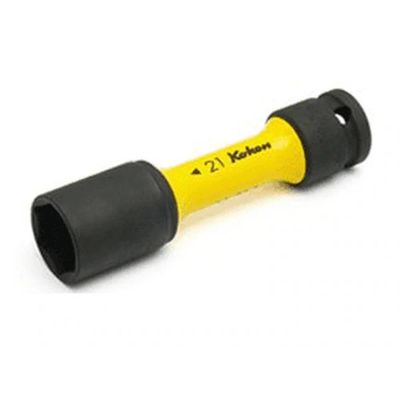 KKN14145PM.110-21 image(0) - Ko-ken USA 1/2 Sq. Dr. Wheel Nut Socket 21mm Extra Thin walled Length 110mm Color coded Protector