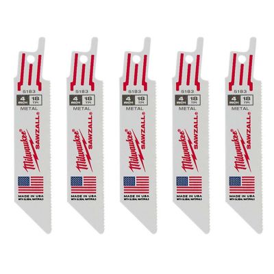 MLW48-00-5183 image(0) - Milwaukee Tool 4" 18 TPI SAWZALL Blades (5 Pk)