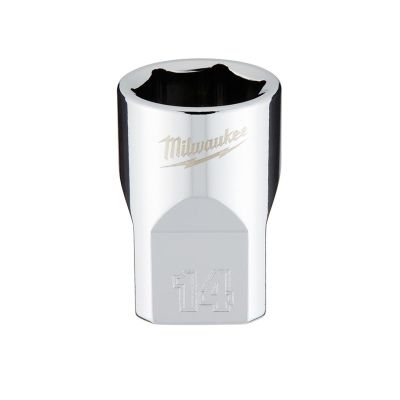 MLW45-34-9084 image(0) - Milwaukee Tool 3/8" Drive 14mm Metric 6-Point Socket with FOUR FLAT Sides, Vanadium Steel, Chrome