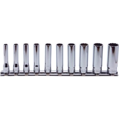 KKNRSAS2305A-10 image(0) - Ko-ken USA 1/4 Sq. Dr. Socket set 3/16-9/16 12 point 150mm Aerospace 10 pieces
