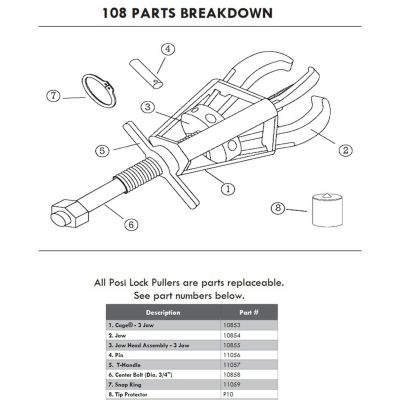 POS11056 image(0) - POSI LOCK JAW PIN FOR 108/208/110/210/PH-106/PH-206/TJ-1 PULLER