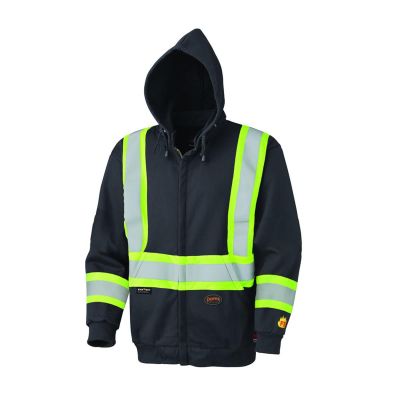 SRWV2570470U-4XL image(0) - Pioneer Pioneer - Hoodie - Hi-Viz Flame Resistant Zip-Style Heavyweight Cotton - Black - Size 4XL