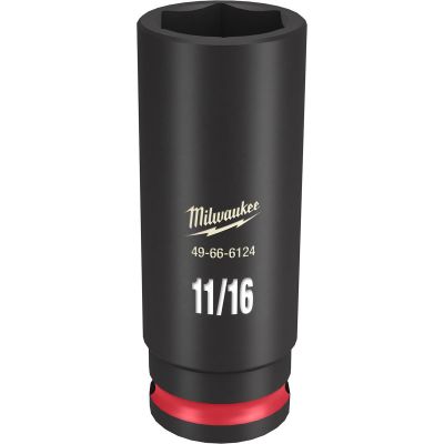 MLW49-66-6124 image(0) - Milwaukee Tool SHOCKWAVE Impact Duty 3/8"Drive 11/16" Deep 6 Point Socket