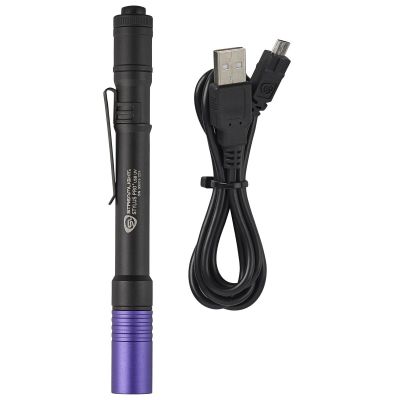 STL66149 image(0) - Streamlight Stylus Pro USB Rechargeable UV Penlight - Black: Rechargeable battery, USB cord, nylon holster