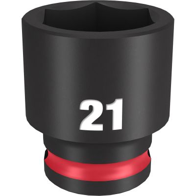 MLW49-66-6144 image(0) - Milwaukee Tool SHOCKWAVE Impact Duty 3/8"Drive 21MM Standard 6 Point Socket