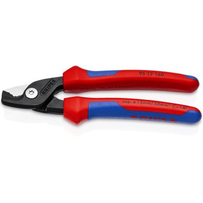 KNP95-12-160 image(0) - KNIPEX 6 1/4" Cable Shears with StepCut Cutting Edges w/Multi-Component Handle
