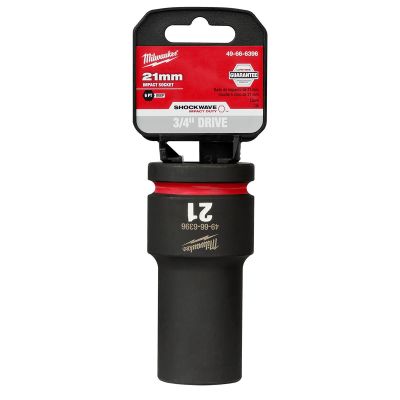 MLW49-66-6396 image(0) - Milwaukee Tool SHOCKWAVE Impact Duty 3/4"Drive 21MM Deep 6 Point Socket