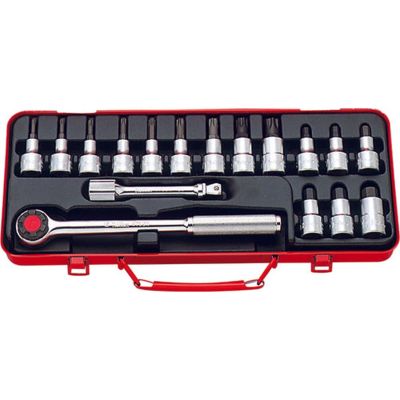 KKN4276 image(0) - Ko-ken USA 4276 1/2 Sq. Dr. Bit Socket 17 piece Hex / TORX® set