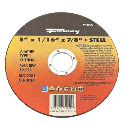 FOR71850-5 image(0) - Forney Industries Cut-Off Wheel, Metal, Type 1, 5 in x 1/16 in x 7/8 in 5 PK
