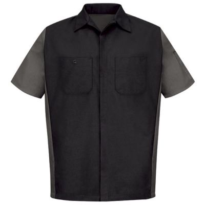 VFISY20BC-SS-XL image(0) - Workwear Outfitters Men's Short Sleeve Two-Tone Crew Shirt Black/Charcoal, XL