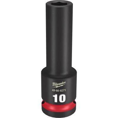 MLW49-66-6271 image(0) - Milwaukee Tool SHOCKWAVE Impact Duty 1/2"Drive 10MM Deep 6 Point Socket
