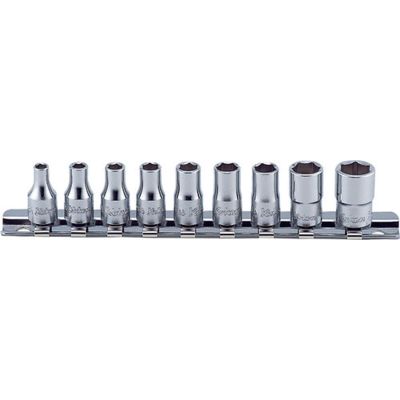 KKNRS2405A-9 image(0) - Ko-ken USA RS2405A/9 1/4 Sq. Dr. Socket set 3/16-1/2 12 point 150mm 9 pieces