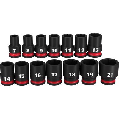 MLW49-66-7007 image(0) - Milwaukee Tool 14PC SHOCKWAVE Impact Duty 3/8" Drive Metric Standard 6 Point Socket Set